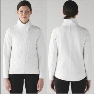Fleece Be True Lululemon Sz 4 S Terry White Jacket EUC Asym Zip Breathable 6928